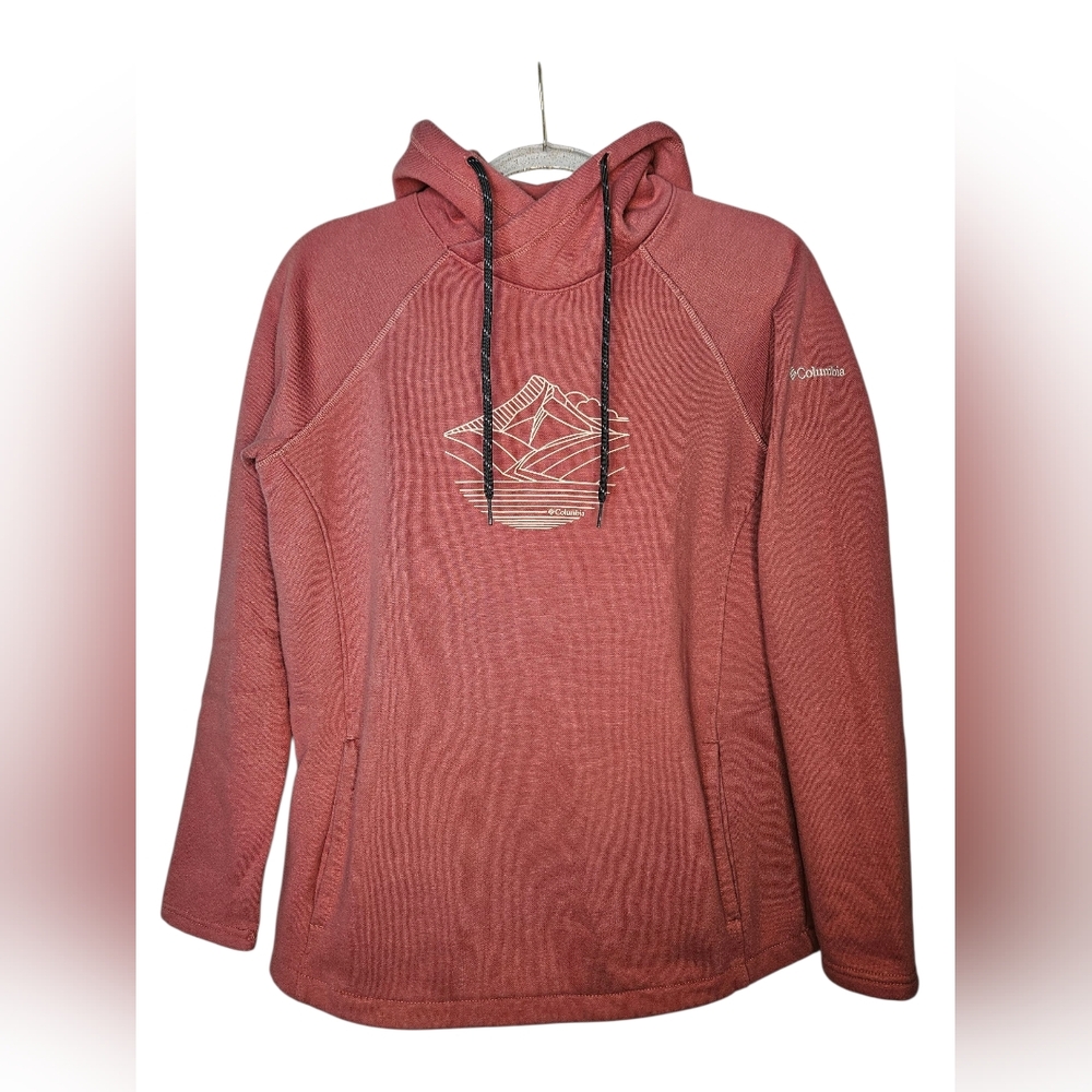 Columbia Hart Mountain Grapihc Hoodie Woman's Small Mauve outdoor pockets NWOT